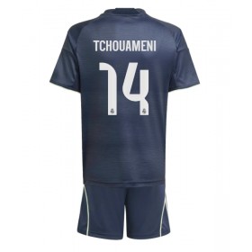 Dětské fotbalový komplet Real Madrid Aurelien Tchouameni #14 Venkovní košile 2025-26 Krátkým Rukávem